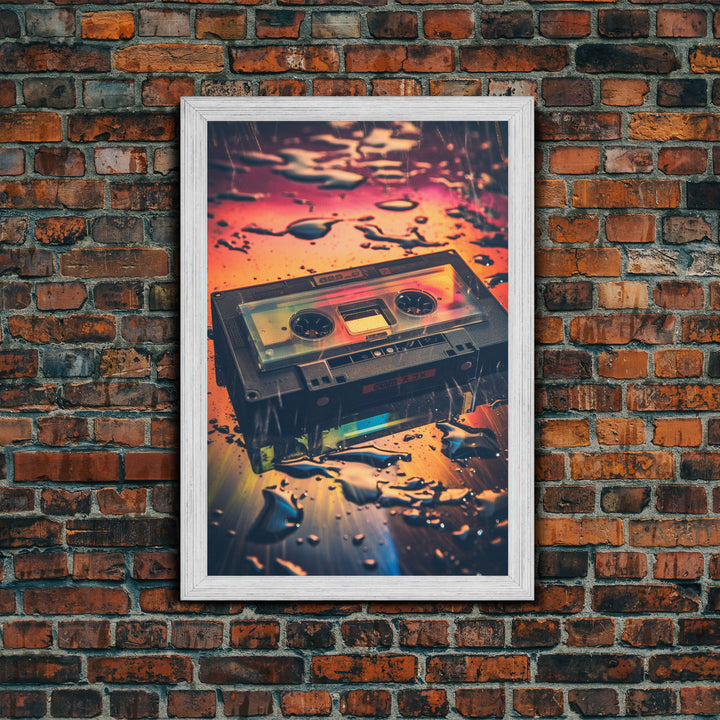 Retro 80s Cassette Tape Art, Framed Canvas Print, Custom Cassette Tape Wall Art, Cassette Tape Decor, Mix Tape Wall Art