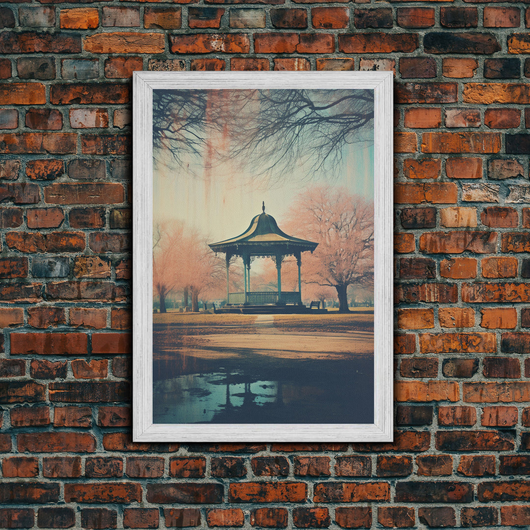 The Gazebo, Framed Canvas Print, Liminal Spaces Photography Print, Unique Wall Art, Gift For Art Lover