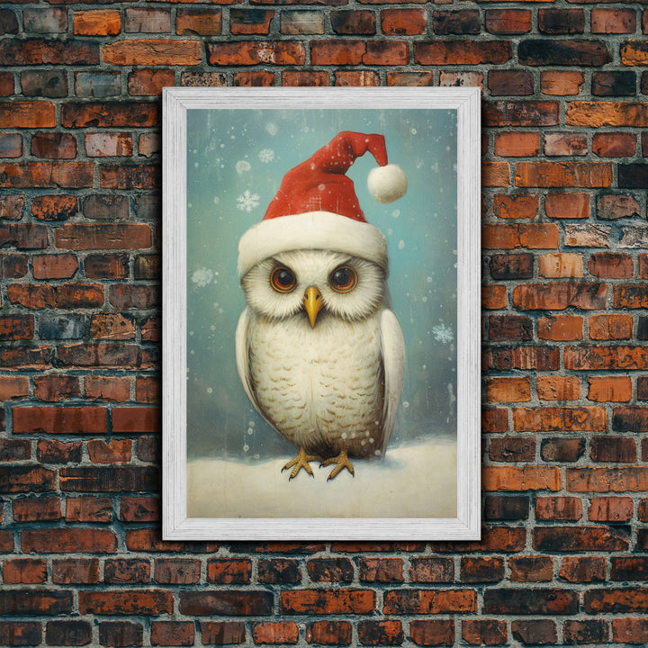 Silly Snow Owl Dressed For Christmas, Christmas Art, Christmas Decor, Christmas Wall Art, Farmhouse Christmas, Vintage Christmas, Owl Print