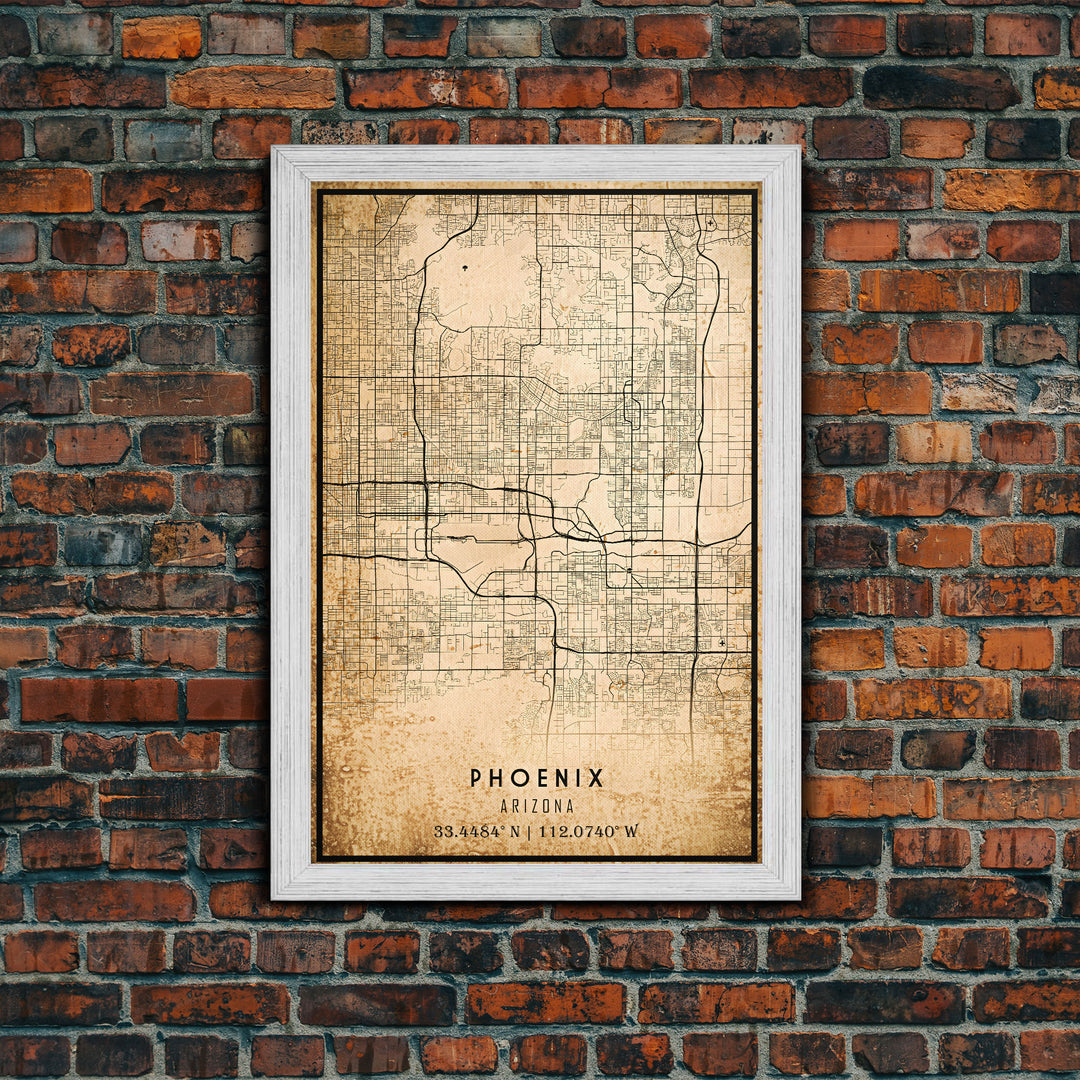 Phoenix Arizona Street Map, Framed Canvas Art, Arizona United States Road Map Wall Art, Office Wall Art, Wall Decor for Office