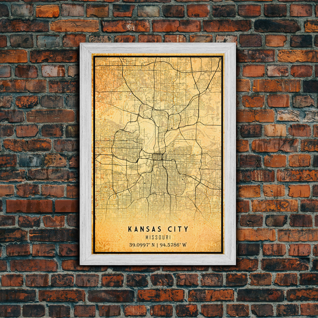 Kansas City Map Print, Kansas Gifts, Map of Kansas City, Kansas City Missouri, Map Wall Art, Cool Office Wall Art For Him