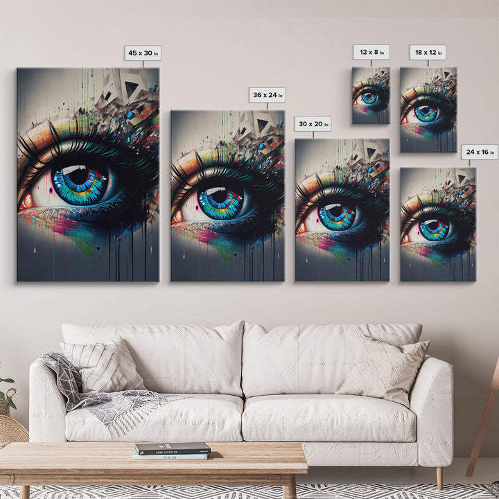 Vibrant Graffiti Eye Wall Art Canvas Print - Street Art Inspired Graphic Illustration Artwork