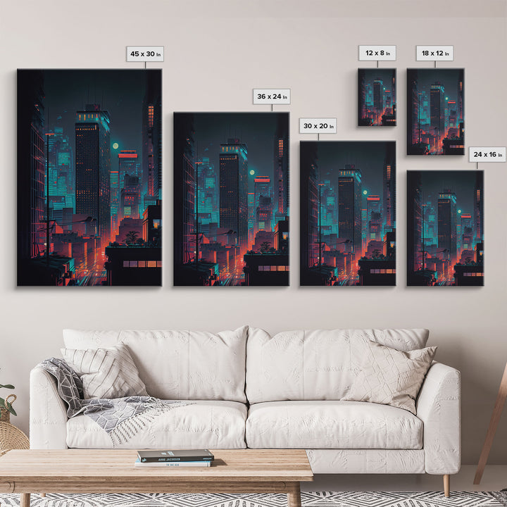 Night Cityscape Skyscrapers Dark Fine Art Print, Wall Art Print, Wall Poster, Wall Decor