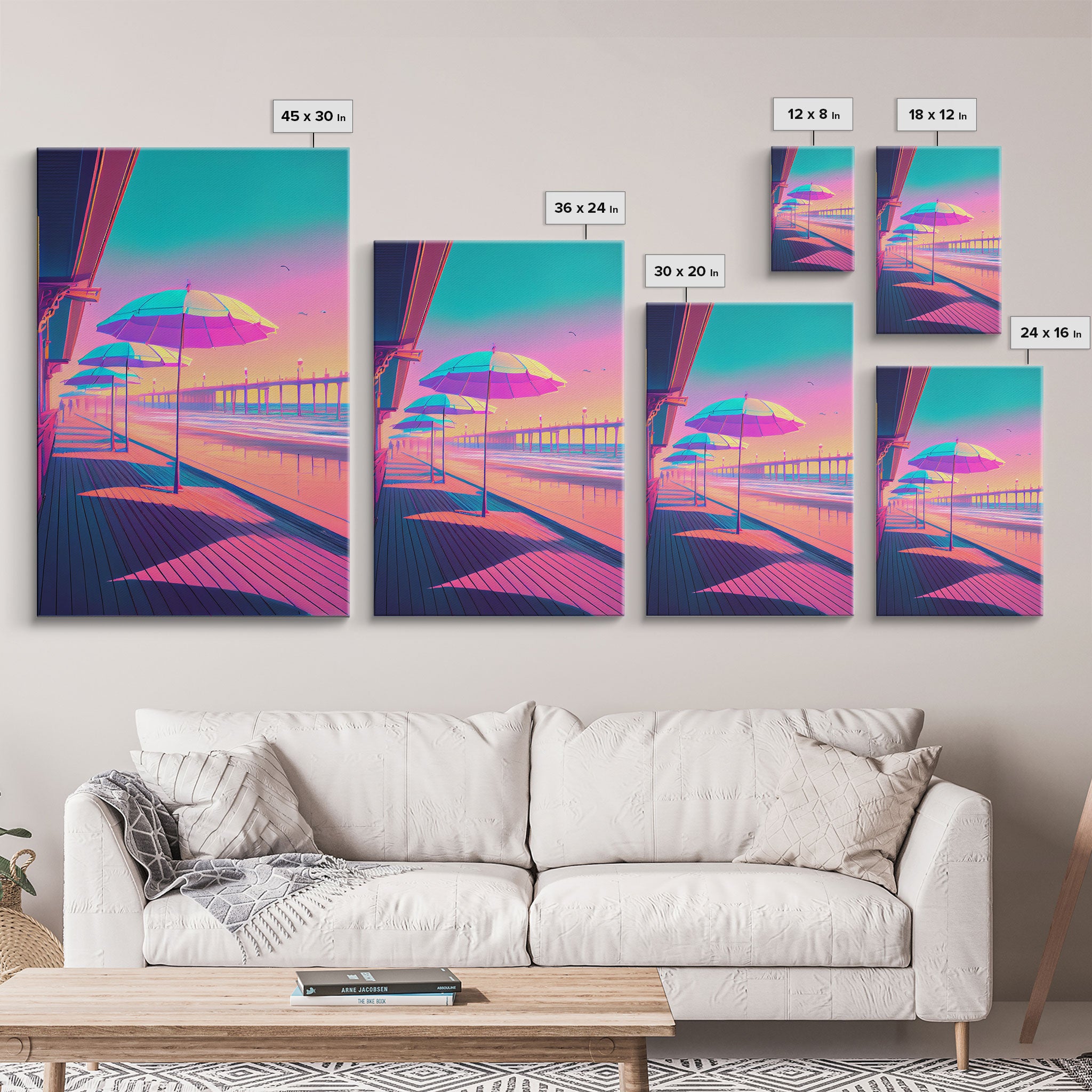 Vaporwave aesthetic art, framed canvas print, gift for her, girl's room / daugher's room wall art