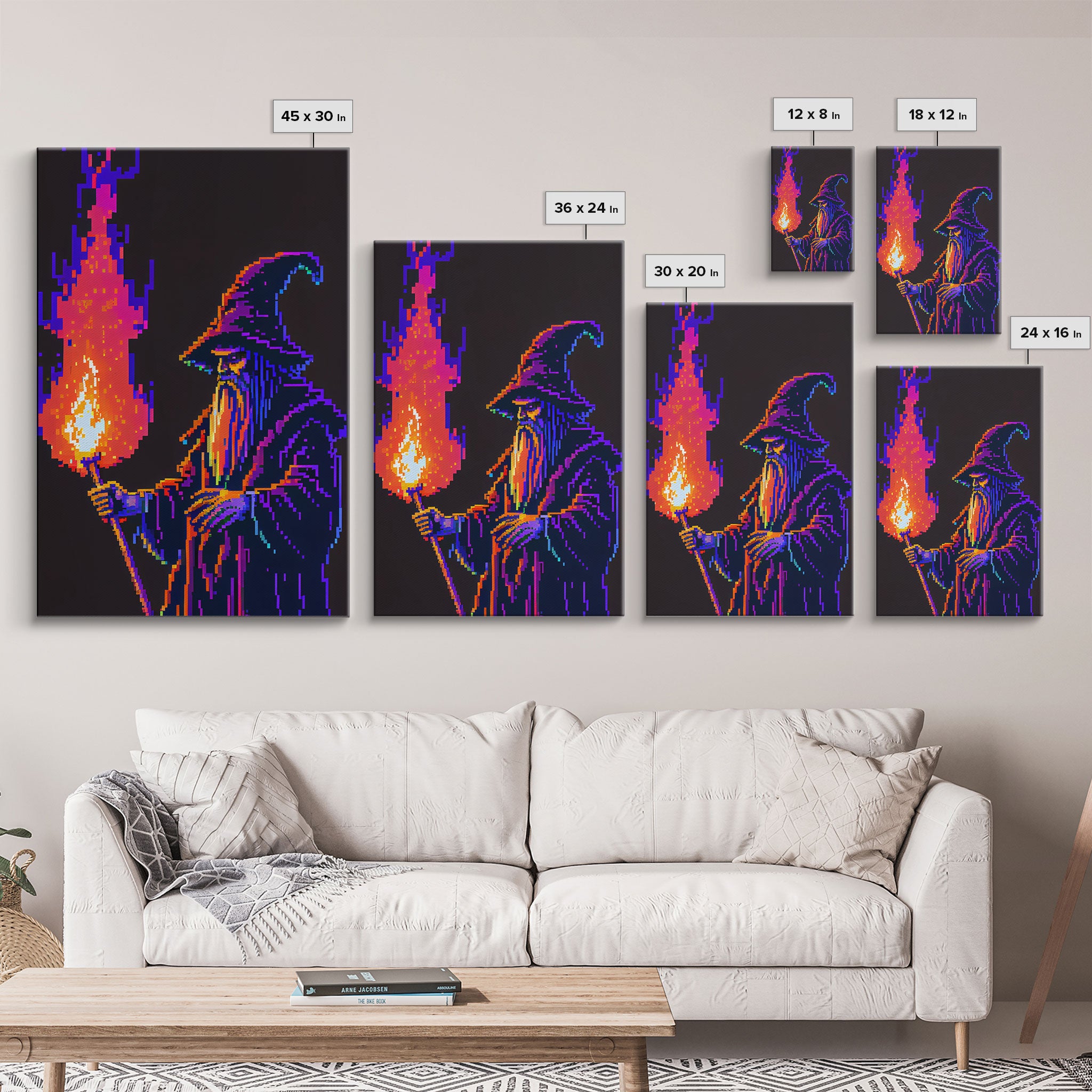 Angry Old Wizard Fire Scepter Gamer Fine Art Print, Wall Decor, Wall Poster, Wall Art Print