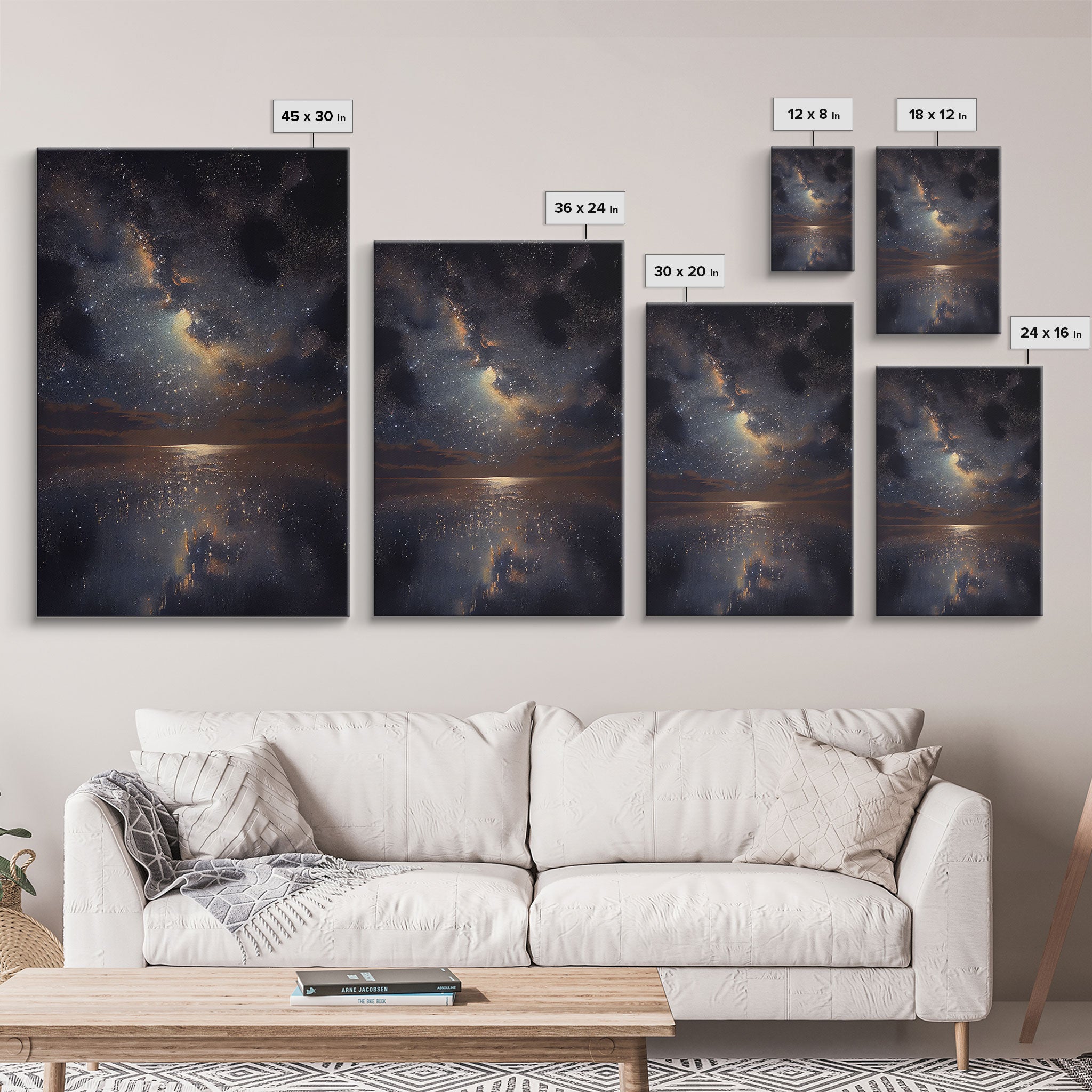 Ocean Reflection Night Sky Stars Galaxy Fine Art Print, Wall Art Print, Wall Poster, Wall Décor