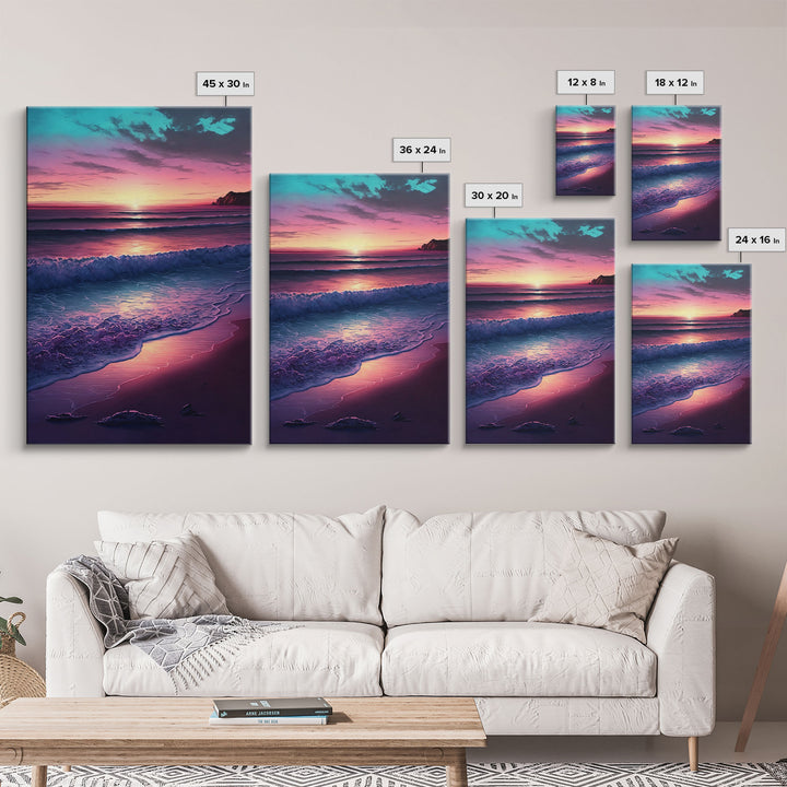 Large Coastal Wall Art Large Sunset Beach Framed Canvas Print Seascape Sky And Sea Beach Scene Art Ocean Beach Sky Art Decor