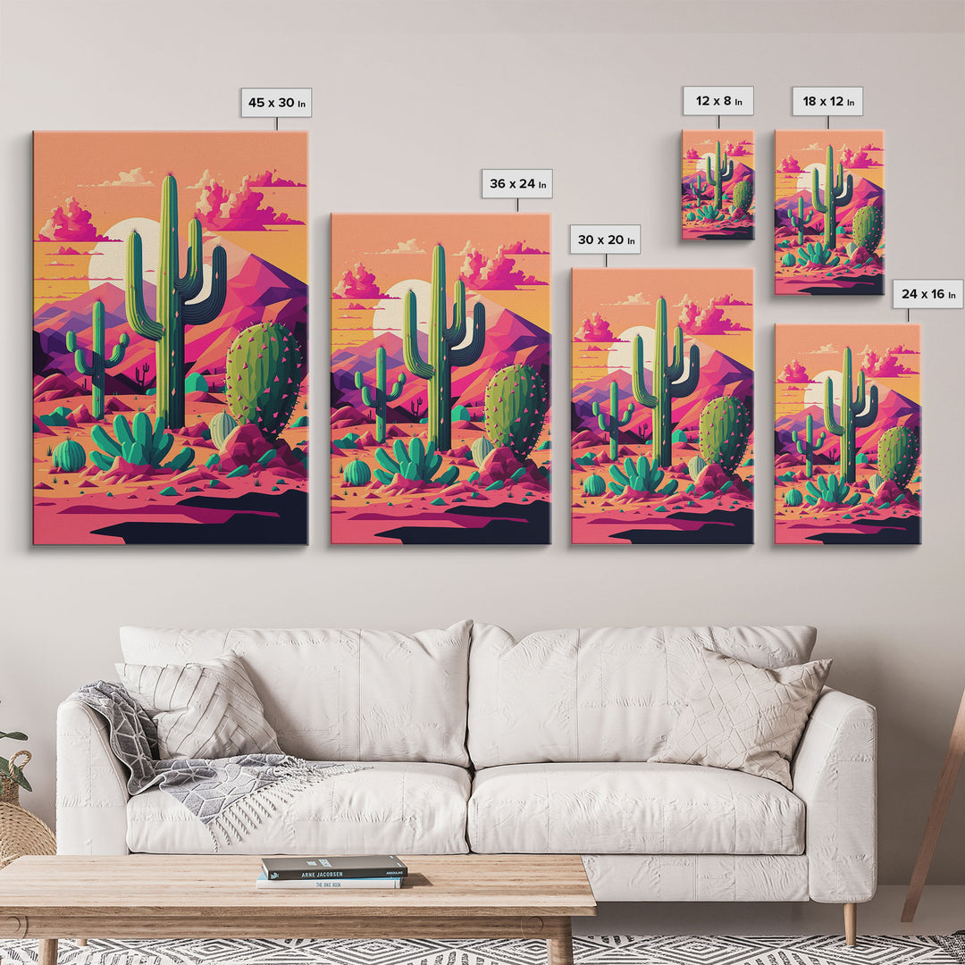 Pueblo Style Cactus, Still Life, Framed Canvas Print, Western Decor, Midwest Style Art, Arizona Desert Art