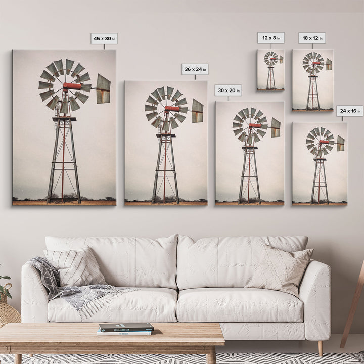 Rustic Farmhouse Home Decor, Windmill Photography Photo Print Art, Rustic Industrial Farmhouse Wall Art Picture, Country Landscape Picture