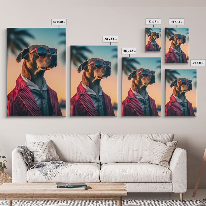 Rhodesian Ridgeback Dog Wall Print, Dog Wall Art, Dog With Shades Wall Print, Framed Wall Art, Framed Canvas, Wall Print, Wall Canvas