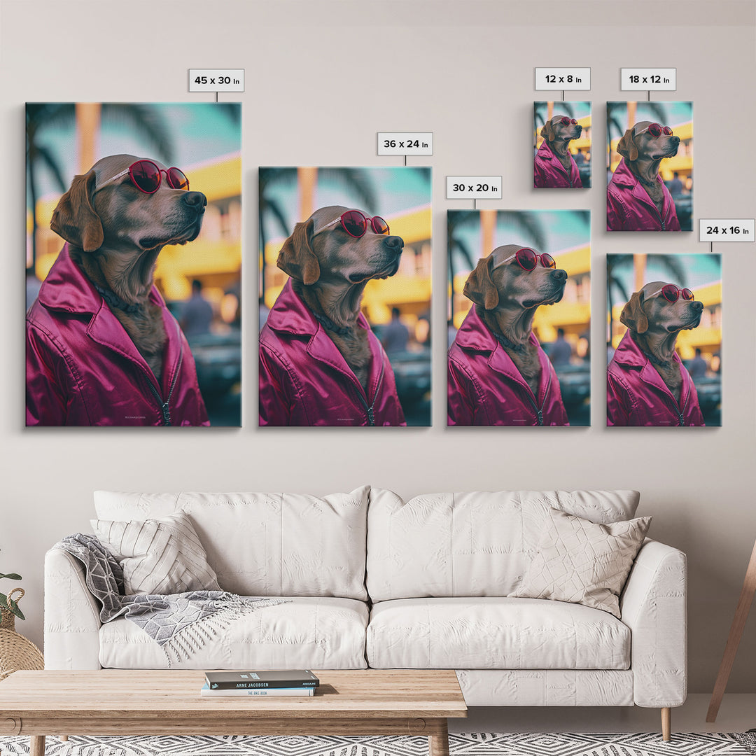 Labrador Dog Wall Print, Dog Wall Art, Dog With Shades, Animal Art, Funny Wall Art, Framed Wall Art, Framed Canvas, Wall Print, Wall Canvas