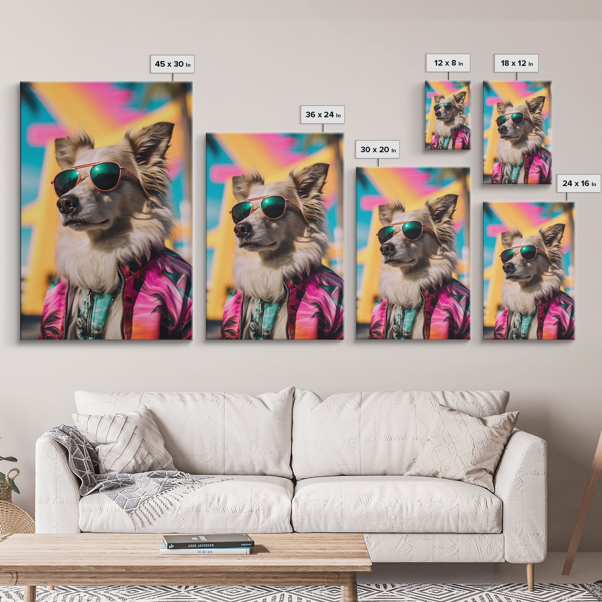 Dog With Shades, Pomeranian Wall Print, Dog Wall Art, Pink Shirt, Funny Wall Art, Framed Wall Art, Framed Canvas, Wall Print, Wall Canvas