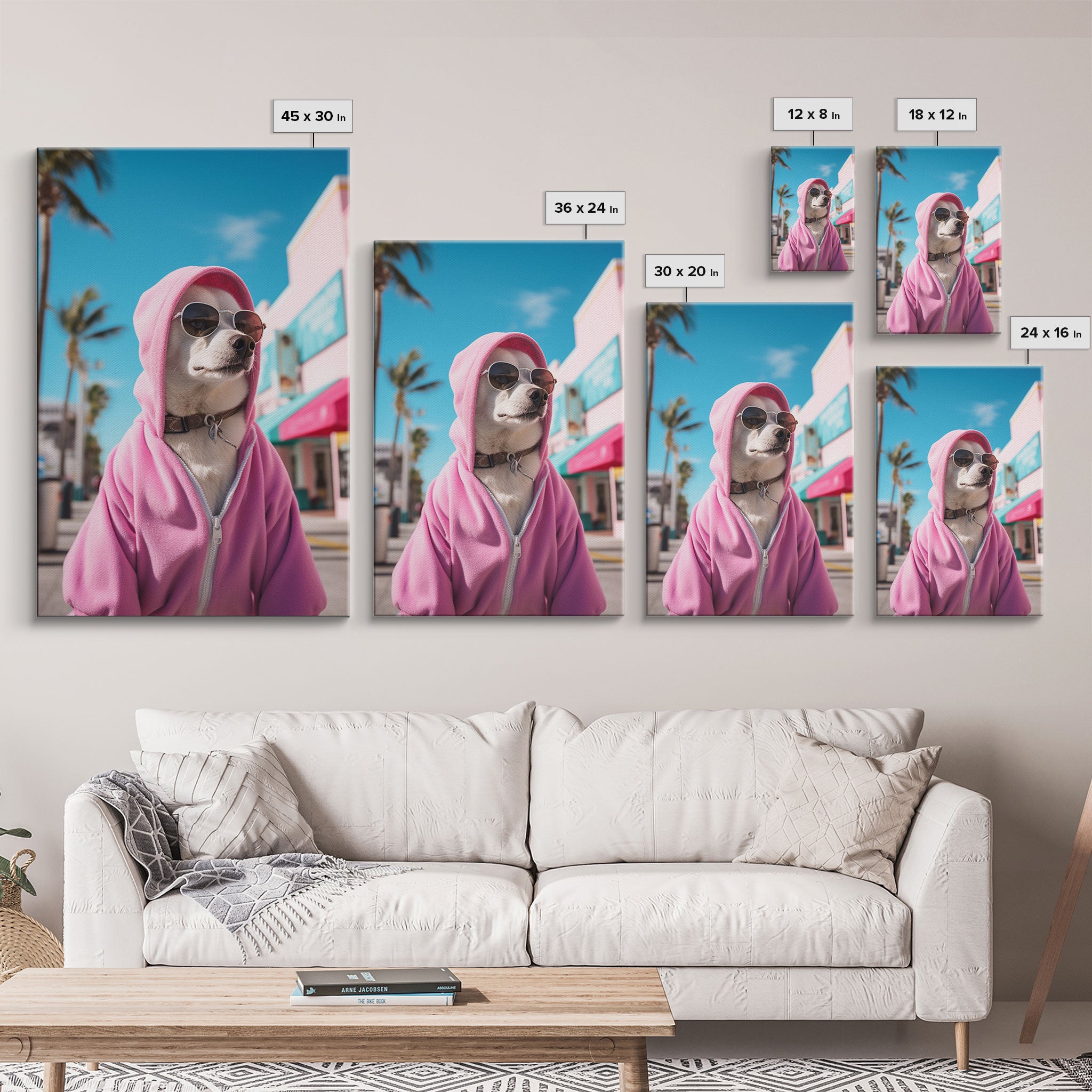 Chihuahua Wall Print, Dog Wall Art, Dog Sunglasses, Pink Hoodie, Funny Wall Art, Framed Wall Art, Framed Canvas, Wall Print, Wall Canvas