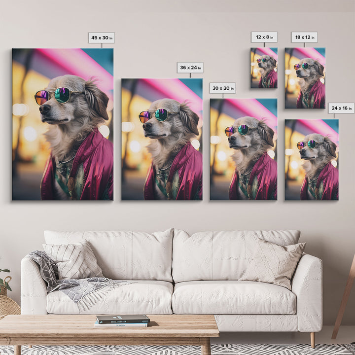 Long Haired Chihuahua Wall Print, Dog Wall Art, Dog Sunglasses, Funny Art, Framed Wall Art, Framed Canvas, Wall Print, Wall Canvas