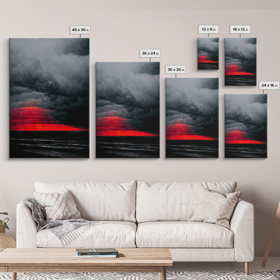 Spooky Horror Canvas Print, Bloodmoon Sunset, Blood moon, Halloween Wall Art, Ready To Hang