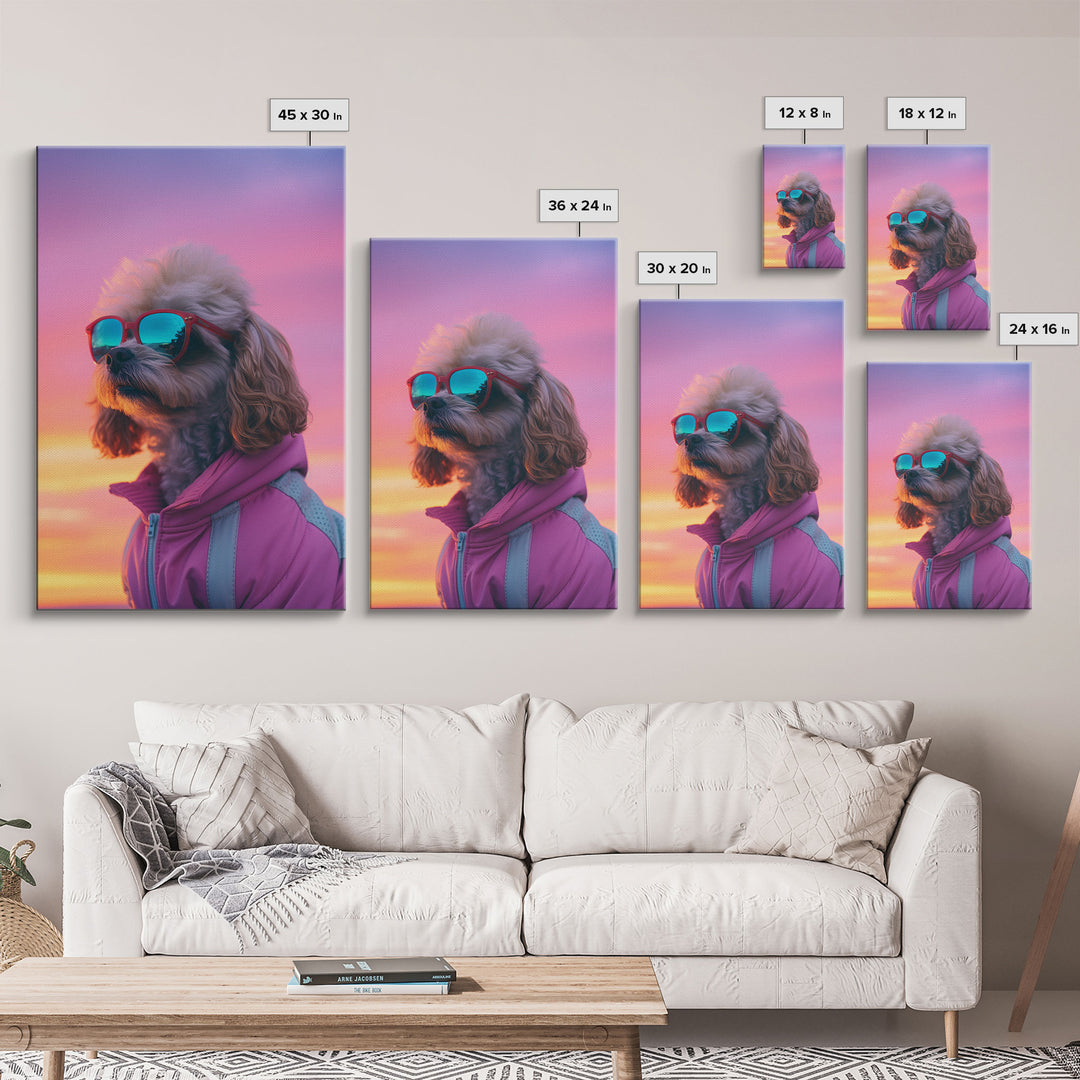 Shih Tzu Wall Print, Dog Wall Art, Dog Sunglasses, Dog In Pink Tracksuit, Funny Art, Framed Wall Art, Framed Canvas, Wall Print, Wall Canvas