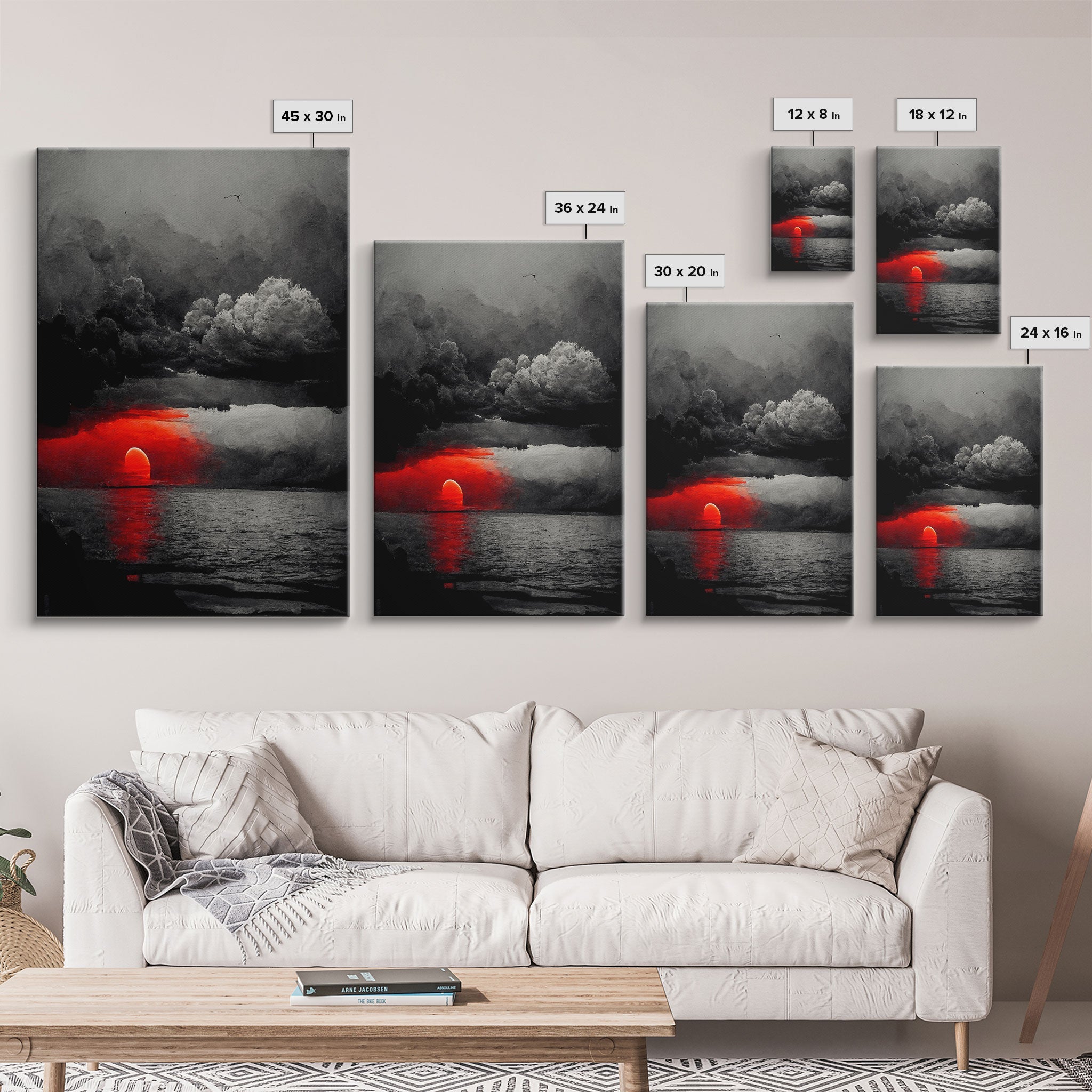 Spooky Horror Canvas Print, Bloodmoon Sunset, Blood moon, Halloween Wall Art, Ready To Hang