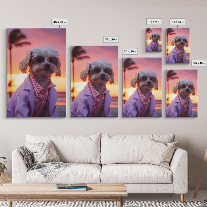 Shih Tzu In Sunglasses Pink Suit Wall Print, Dog Portrait, Dog Décor, Dog Art Print, Framed Wall Art, Framed Canvas, Wall Print, Wall Canvas