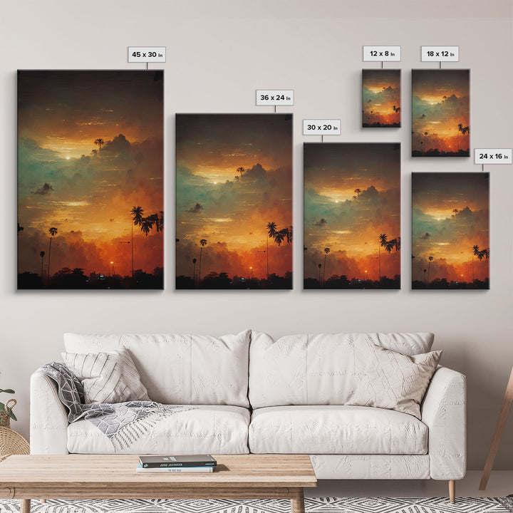 Los Angeles, California at sunset, canvas print, ready to hang wall art