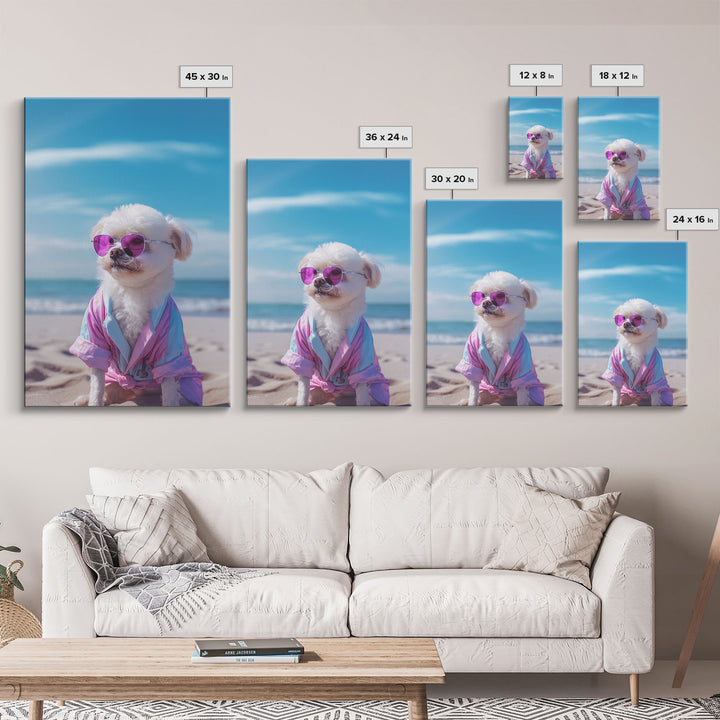 CShih Tzu In Beach Sunglasses Wall Print, Dog Décor, Dog Print, Dog Portrait, Framed Wall Art, Framed Canvas, Wall Print, Wall Canvas