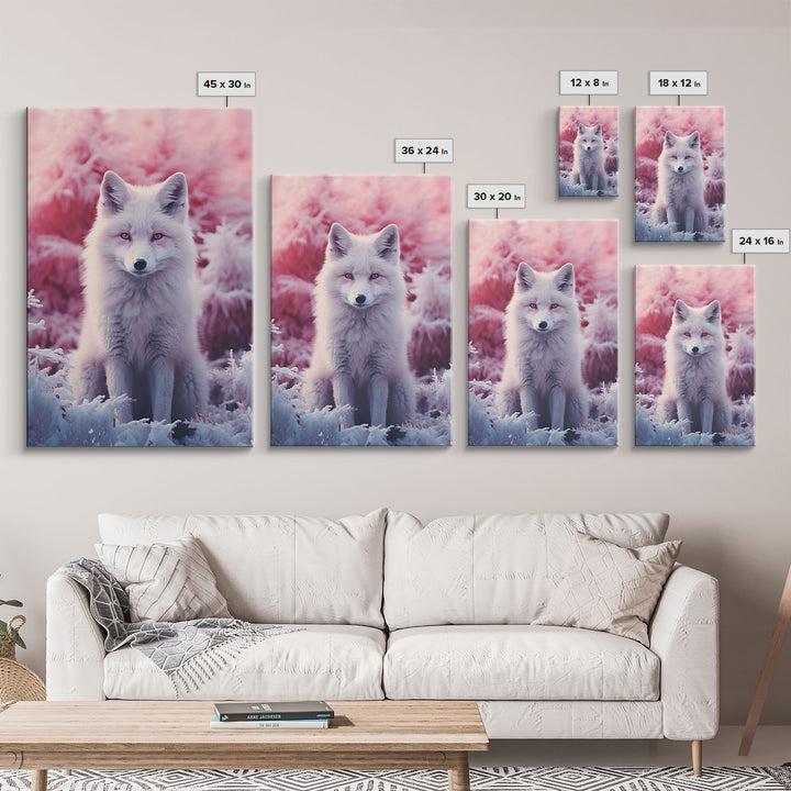 Arctic Fox Wall Print, Animal Art Print, Animal Portrait, Pink Art, Wildlife Art, Framed Wall Art, Framed Canvas, Wall Print, Wall Canvas