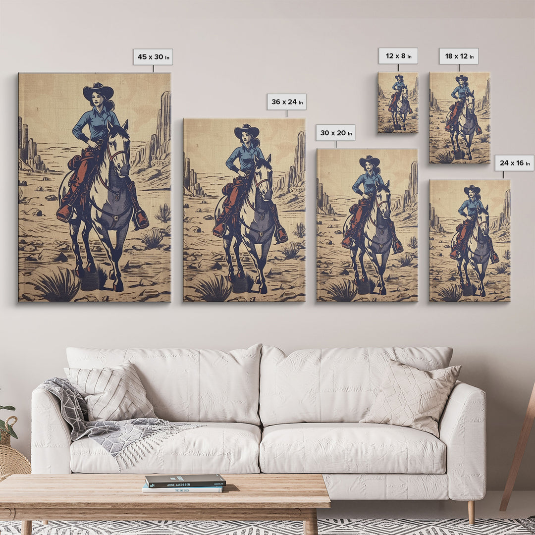 Pretty In Blue, Giclée Fine Art Print, Western Art Print, Western Wall Art, Wild West Art, Cowgirl Art, Cowgirl Print, Retro Art, Rustic Art