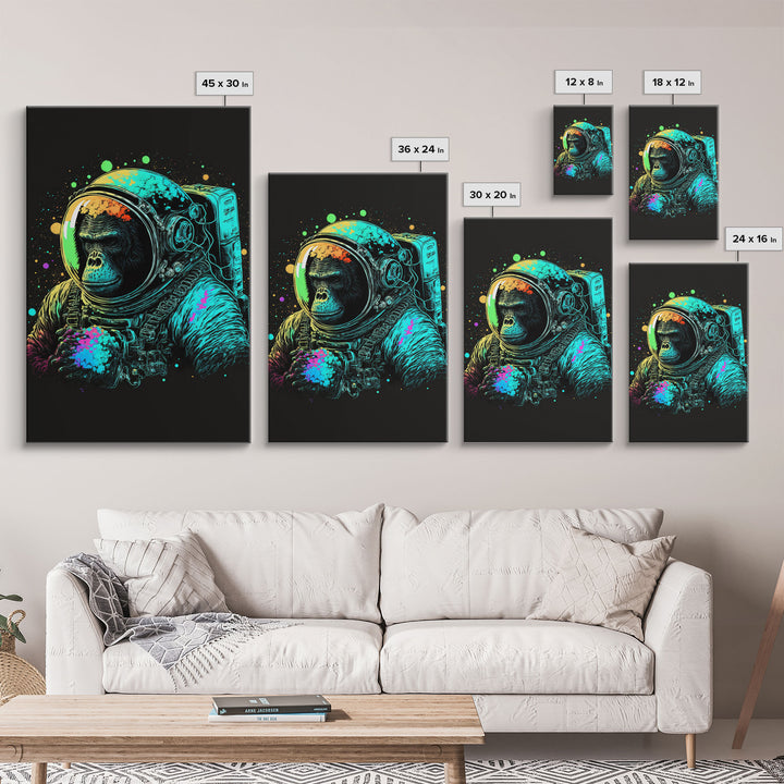 To The Moon, Space Ape Astronaut, Framed Canvas Print, GME, NFT Style Decor, Large Wall Art