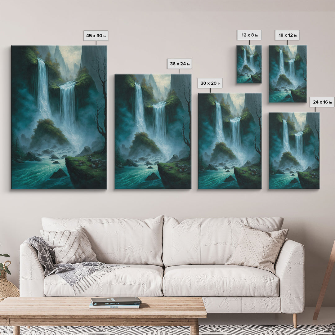 Fantasy Waterfall Oil Painting Canvas Print, Framed Canvas Art, Living Room Wall Decoration