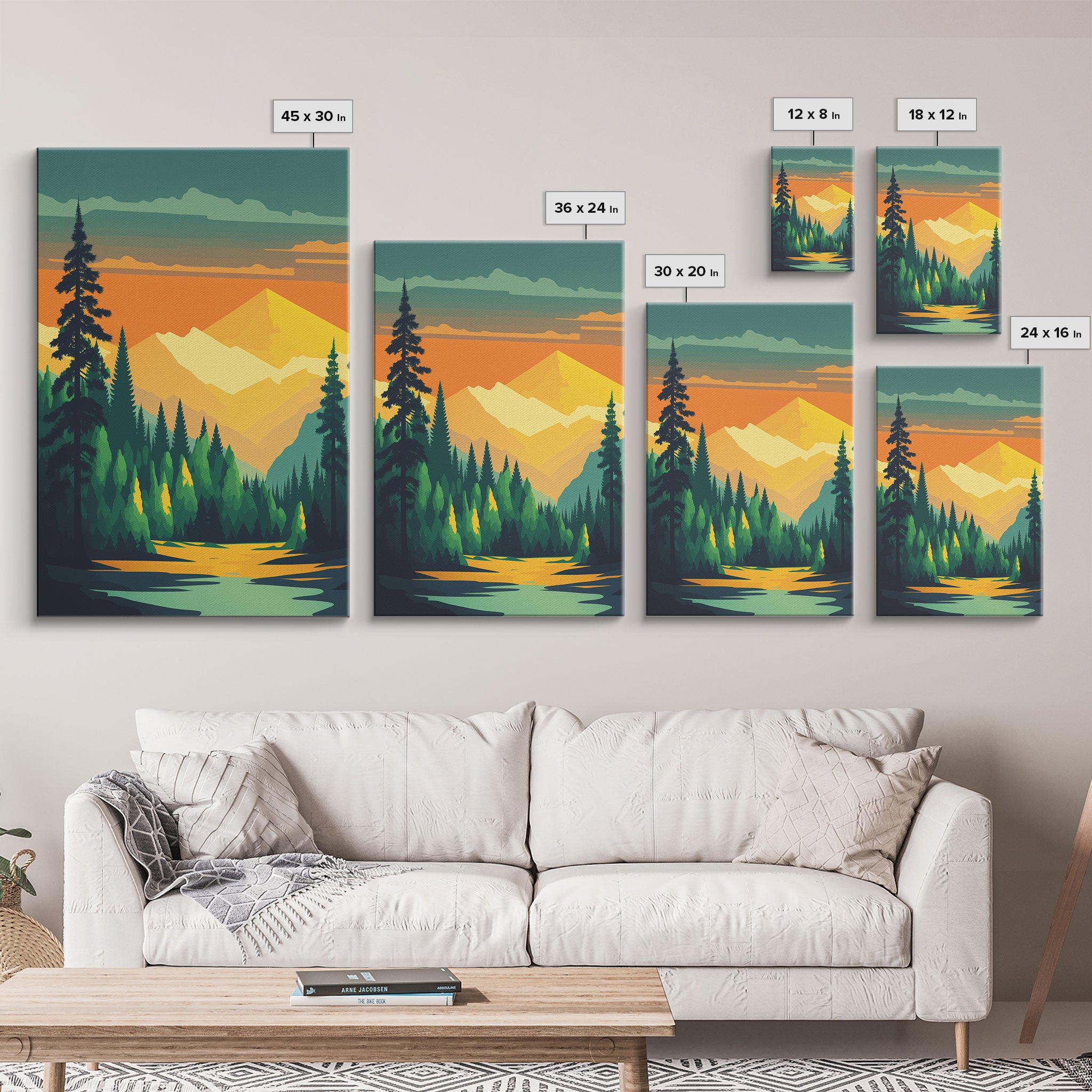 Pacific Northwest Art, Framed Canvas Prints, Washington State, Pine Tree Forest and Mt. Rainier