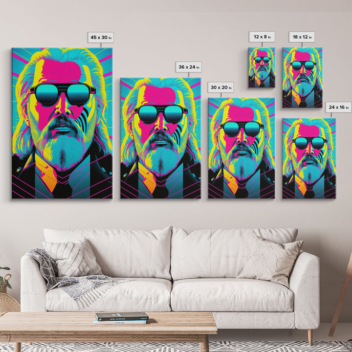 Businessman Odin Pop Art Movie Poster Art, Norse Mythology, Wall Art, Framed Canvas Print, Futuristic Portrait of Odin, WPAP Style