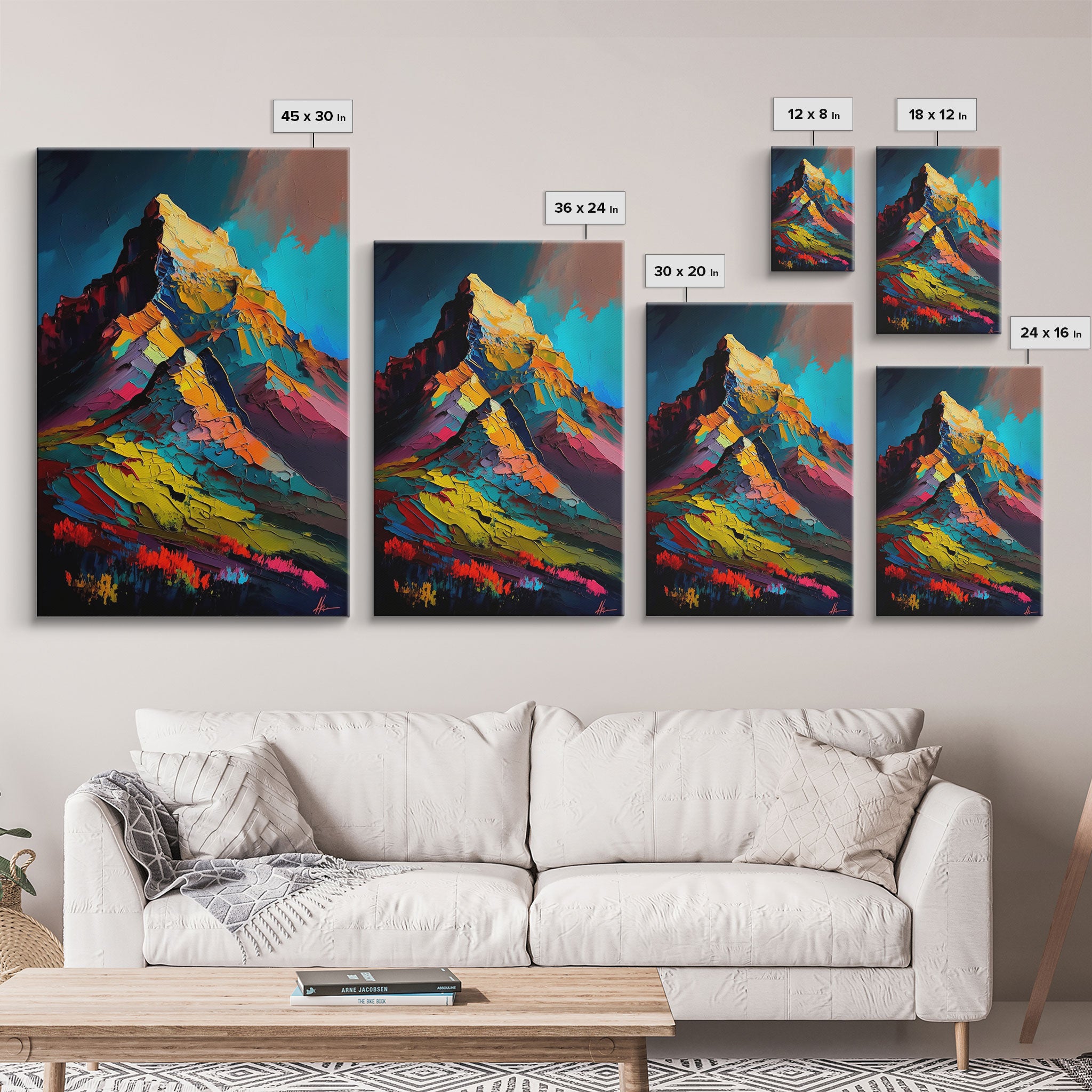 Mount Noshaq, Mountain Art, Mountain Landscape Wall Art, Framed Canvas Print, Abstract Oil Painting Print, Mountains of Pakistan