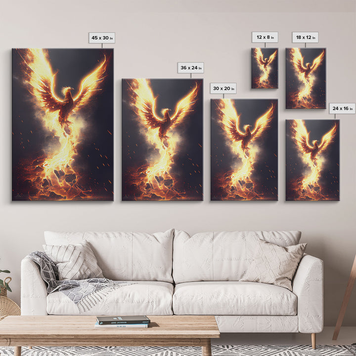 Phoenix In Flames, Retribution, Framed Canvas Print, The Phoenix, Framed Wall Art, Original Painting Phoenix