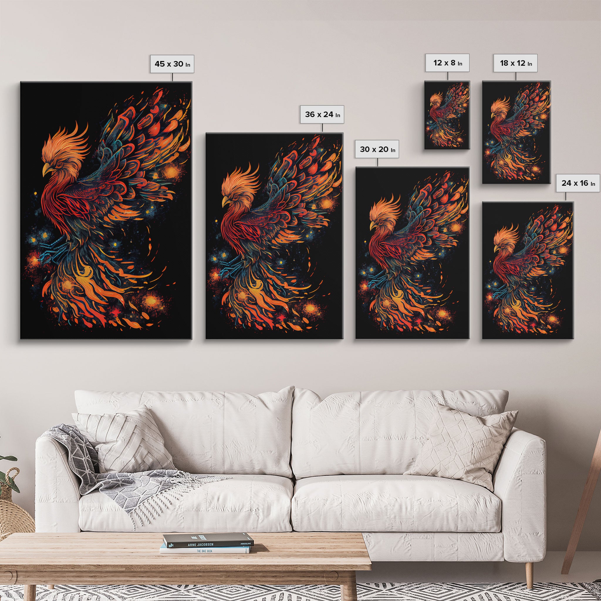 Phoenix In Flames, Retribution, Framed Canvas Print, The Phoenix, Framed Wall Art, Original Painting Phoenix, Fire Chicken