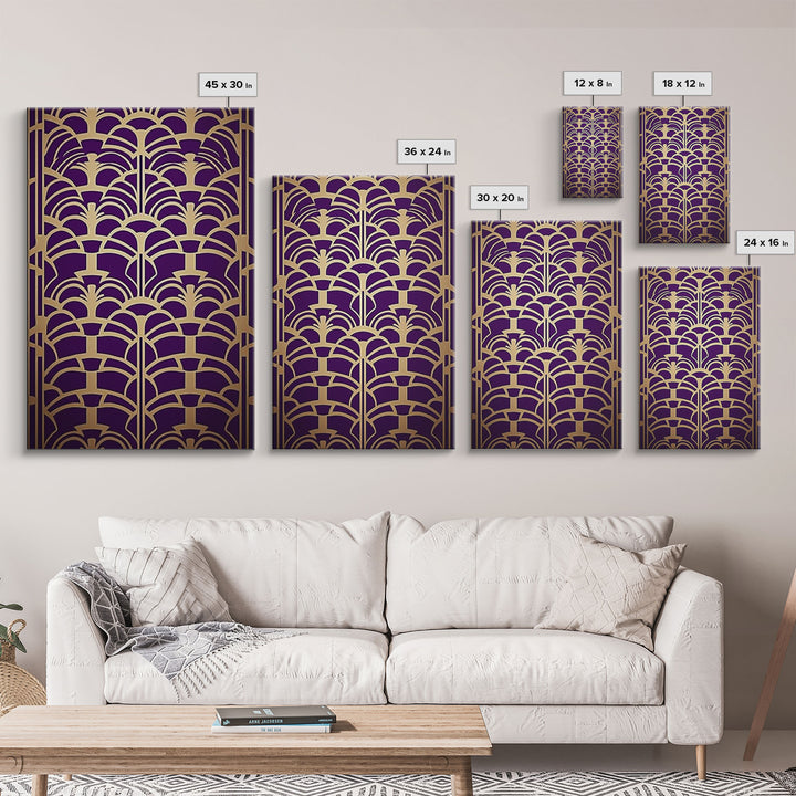 Midcentury Modern Wall art - Framed Canvas Print - Art Deco-  Office decor - Purple & gold art - Ornament art - Abstract art - Geometric art