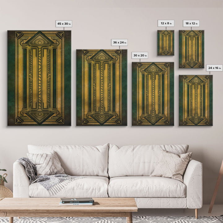 Midcentury Modern Wall art, Framed Canvas Print, Art Deco, Gold & green art, Framed painting, Wall decor, Beautiful art, 1930s Style Art