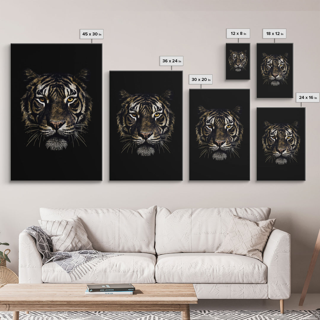 Beautiful Tiger Portrait Art Print, Framed Wall Art, Canvas Print, Big Cat Art, Tiger Painting