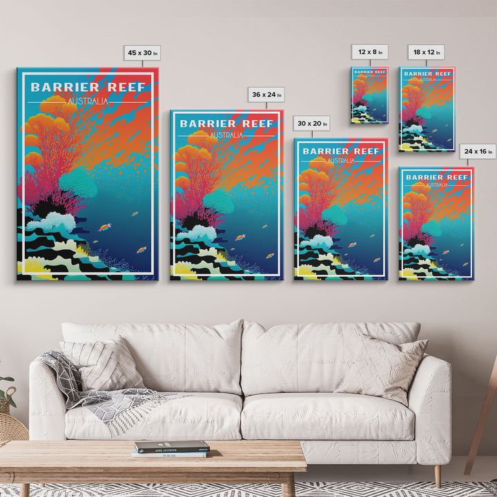 Barrier Reef Art Print, Australia Poster, Queensland Poster, Travel Wall Print, Travel Poster, Travel Wall Art, Canvas Wall Print