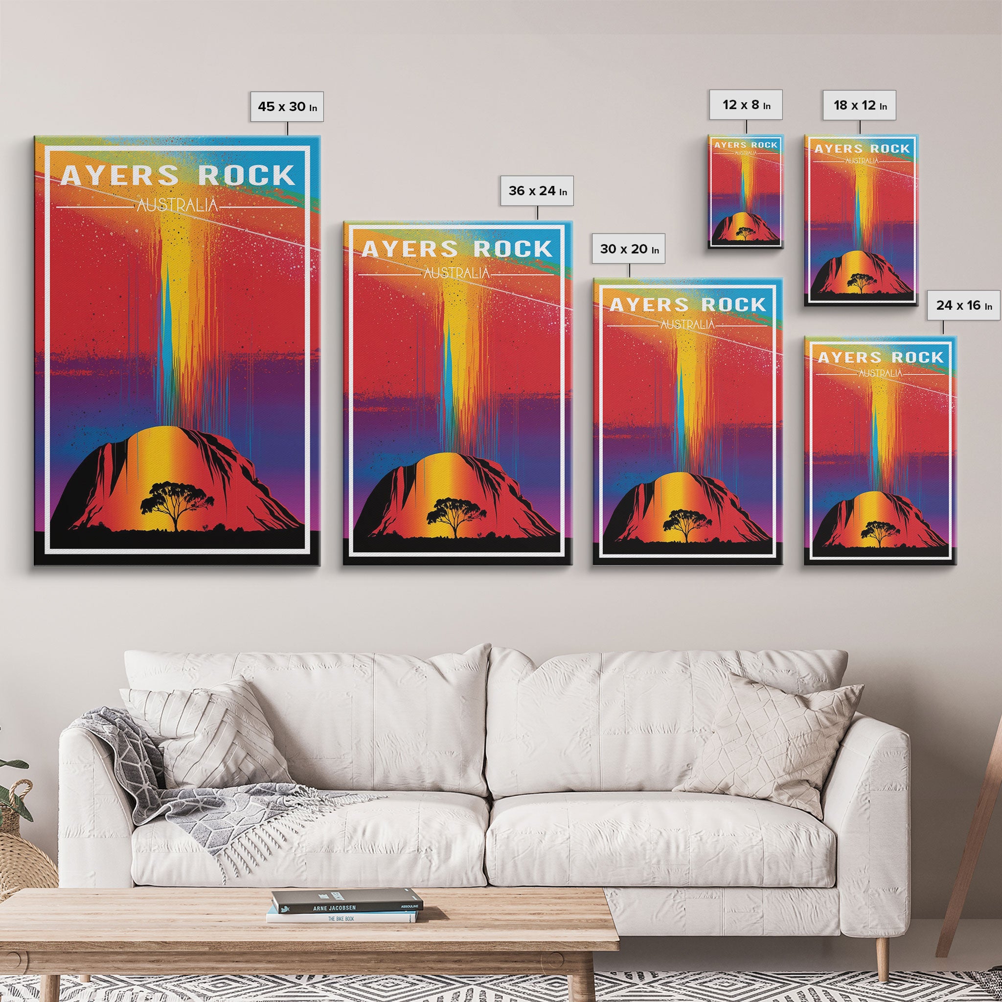 Australia Art, Ayers Rock, Australia, Colorful Art, Travel Wall Print, Travel Poster, Travel Artwork, Travel Wall Art, Canvas Wall Print