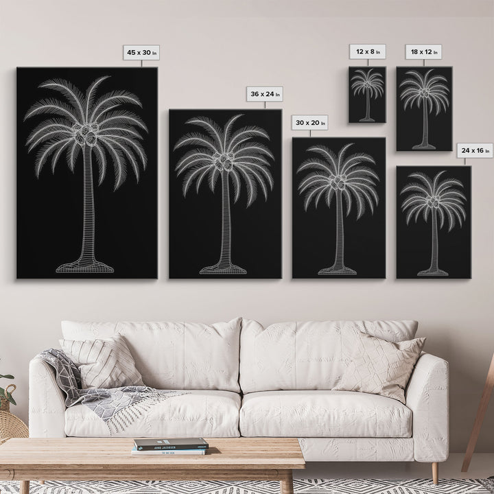 White Coconut Tree Wall Art, Tree Art, Nature Print, Tropical Art, Minimalist Print, Wall Decor, Canvas Print, Wall Art, Framed Canvas