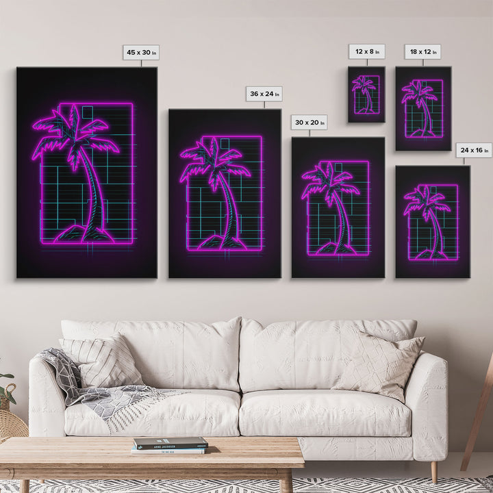 Purple Coconut Tree Wall Art, Tree Art, Nature Print, Tropical Art, Minimalist Print, Wall Decor, Canvas Print, Wall Art, Framed Canvas