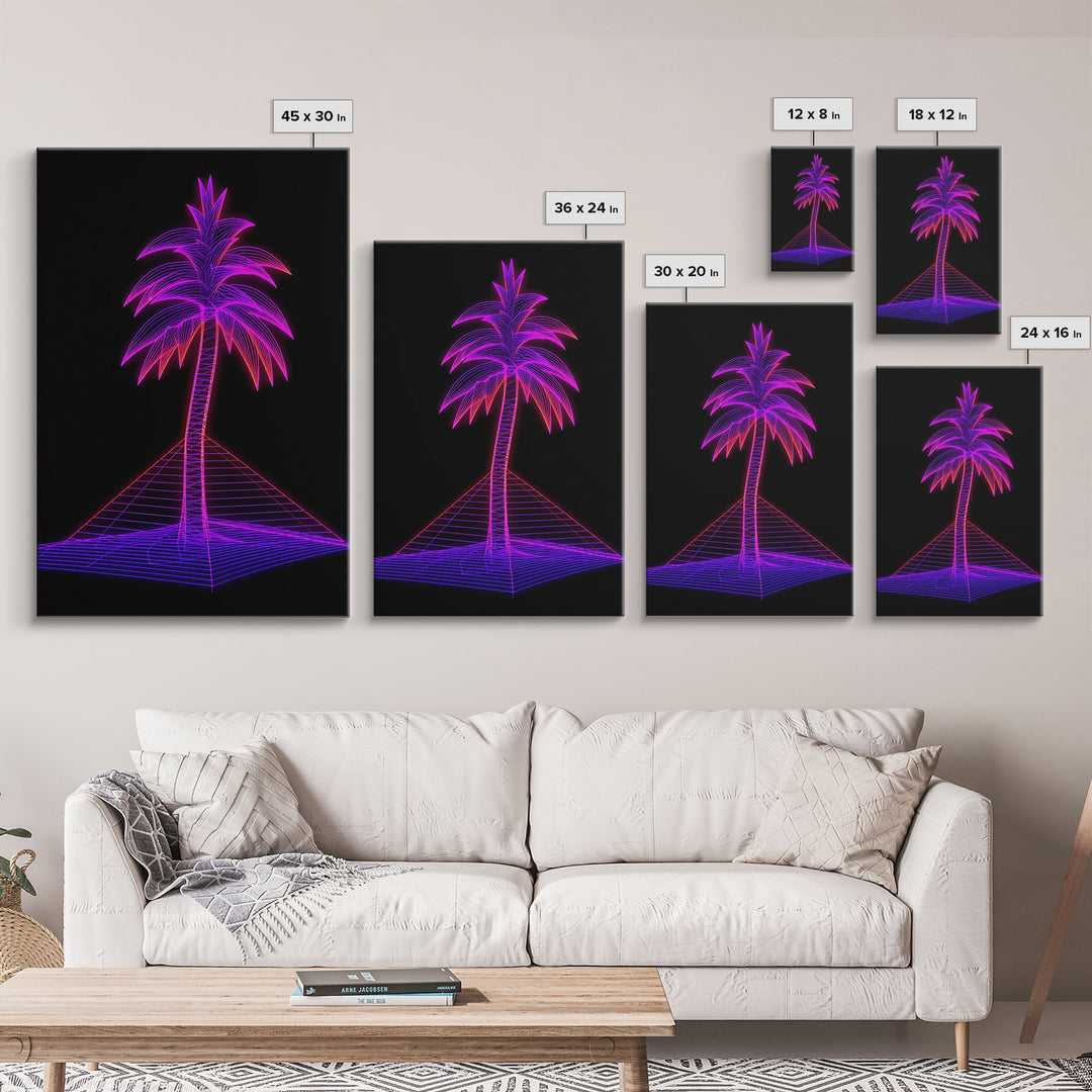 Purple Palm Tree Wall Art, Tropical Plant Wall Decor, Nature Art, Minimalist Print, Wall Decor, Canvas Print, Wall Art, Framed Canvas