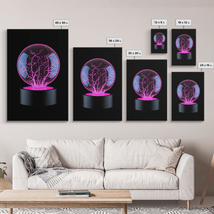 Plasma Ball Wall Decor, Science Art Print, Nerd Art, Geek Art Print, Minimalist Print, Wall Decor, Canvas Print, Wall Art, Framed Canvas