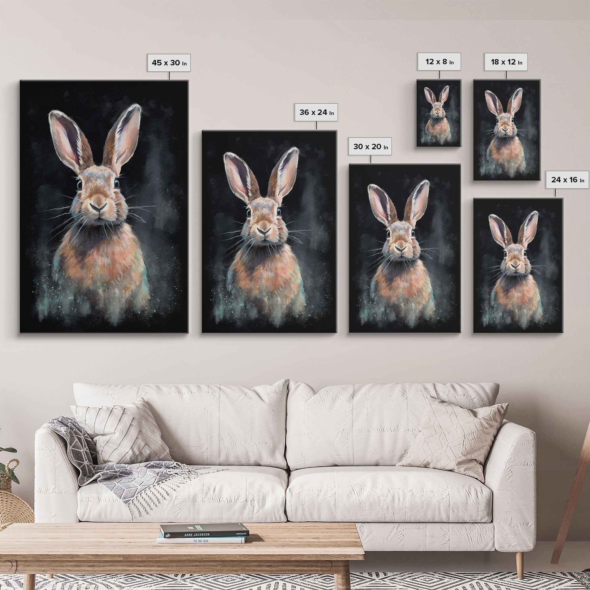 Animal Wall Art, Bunny Art Print, Rabbit Wall Decor, Minimalist Wall Art, Wall Decor, Canvas Print, Wall Art, Framed Canvas Art