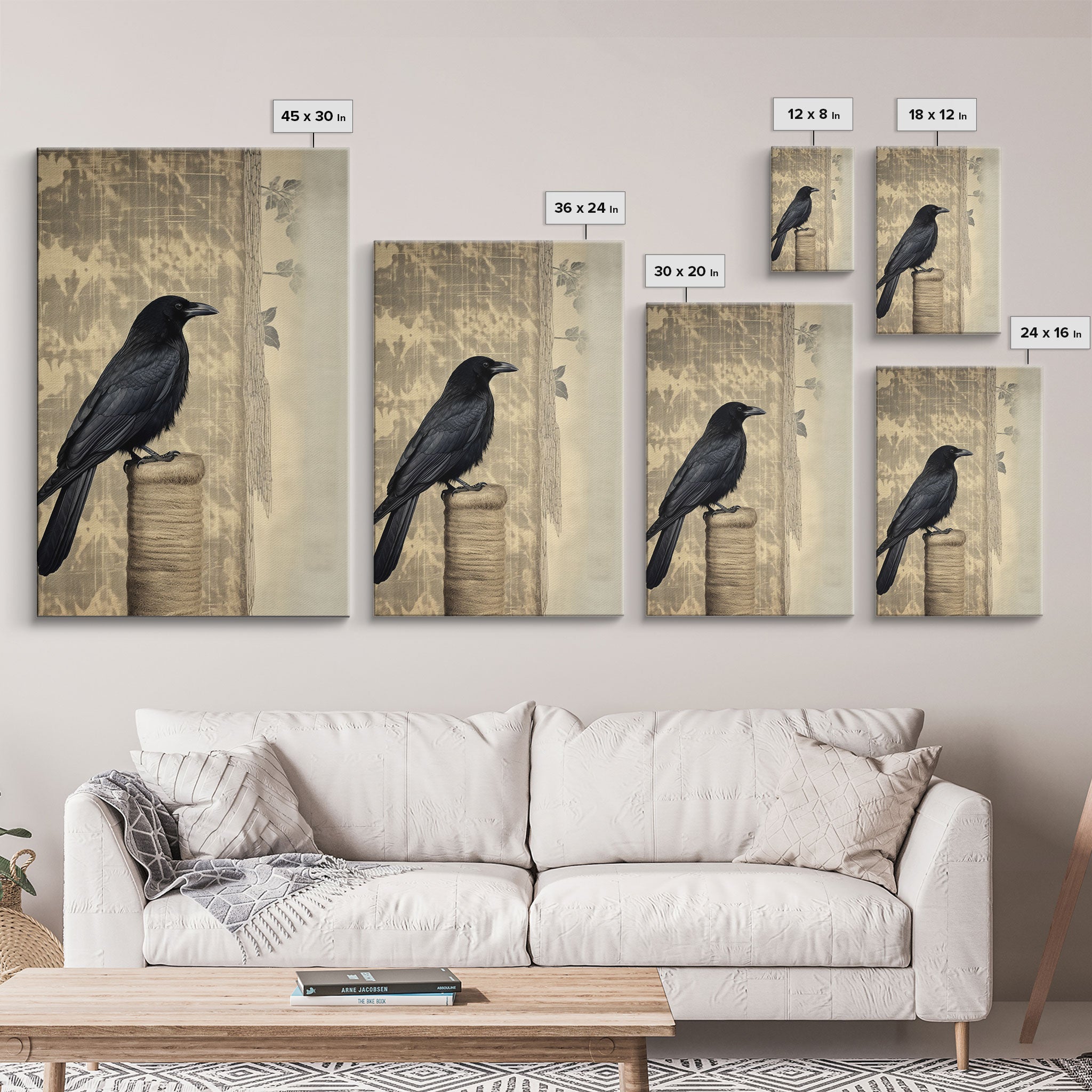 Black Bird Wall Art, Crow Wall Decor, Animal Wall Art, Nature Print, Modern Print, Wall Decor, Canvas Print, Wall Art, Framed Canvas