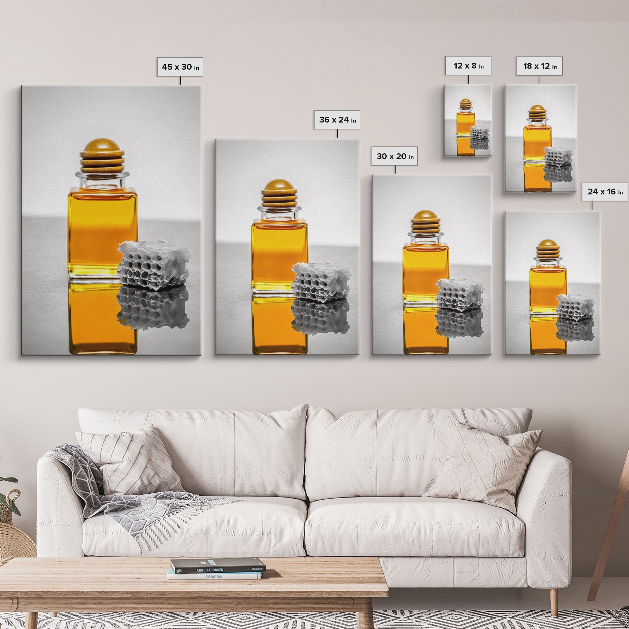 Honey Bottle Wall Art, Kitchen Wall Art, Honey Jar Print, Minimalist Art, Wall Decor, Canvas Art, Wall Art, Framed Canvas Wall Decor