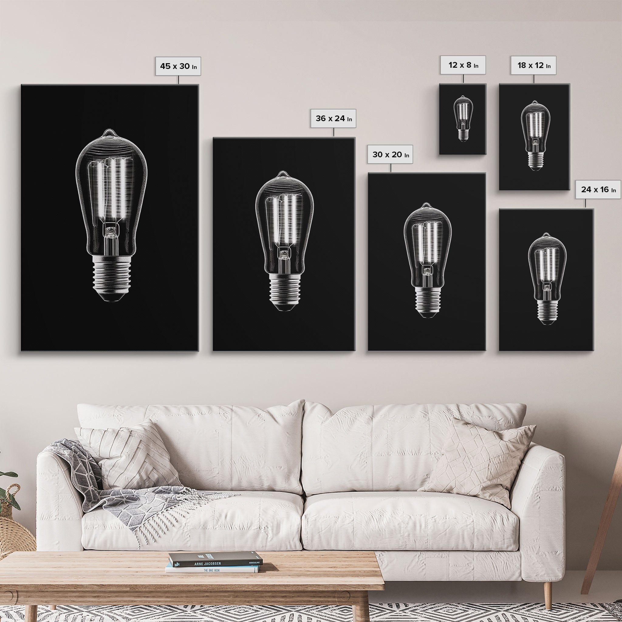 Light Bulb Wall Decor, Light Wall Art, Garage Art Print, Minimalist Print, Wall Decor, Canvas Print, Wall Art, Framed Canvas