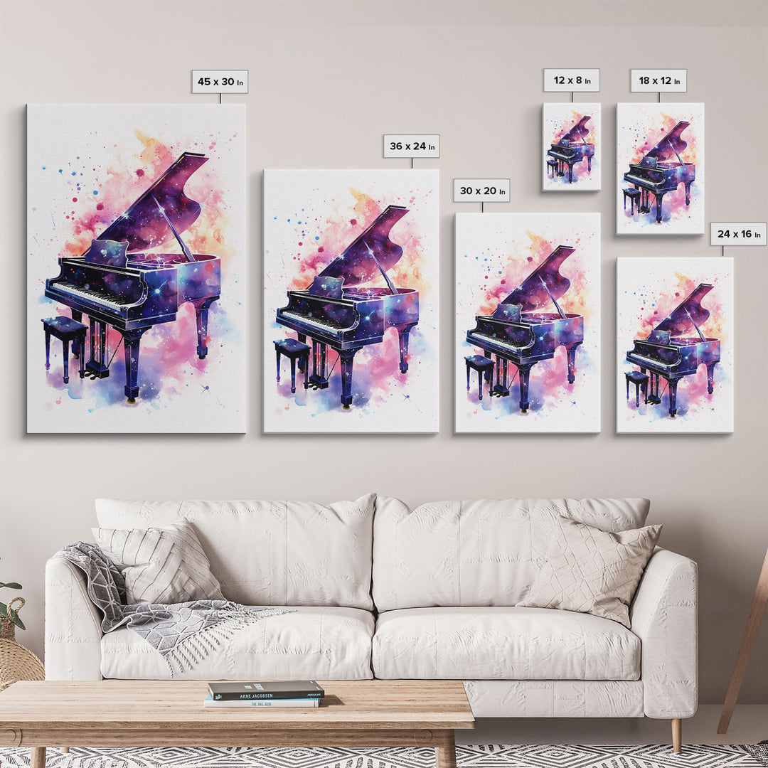 Grand Piano Wall Art, Musical Instrument Print, Studio Art, Framed Canvas Print, Piano Art, Baby Grand Piano