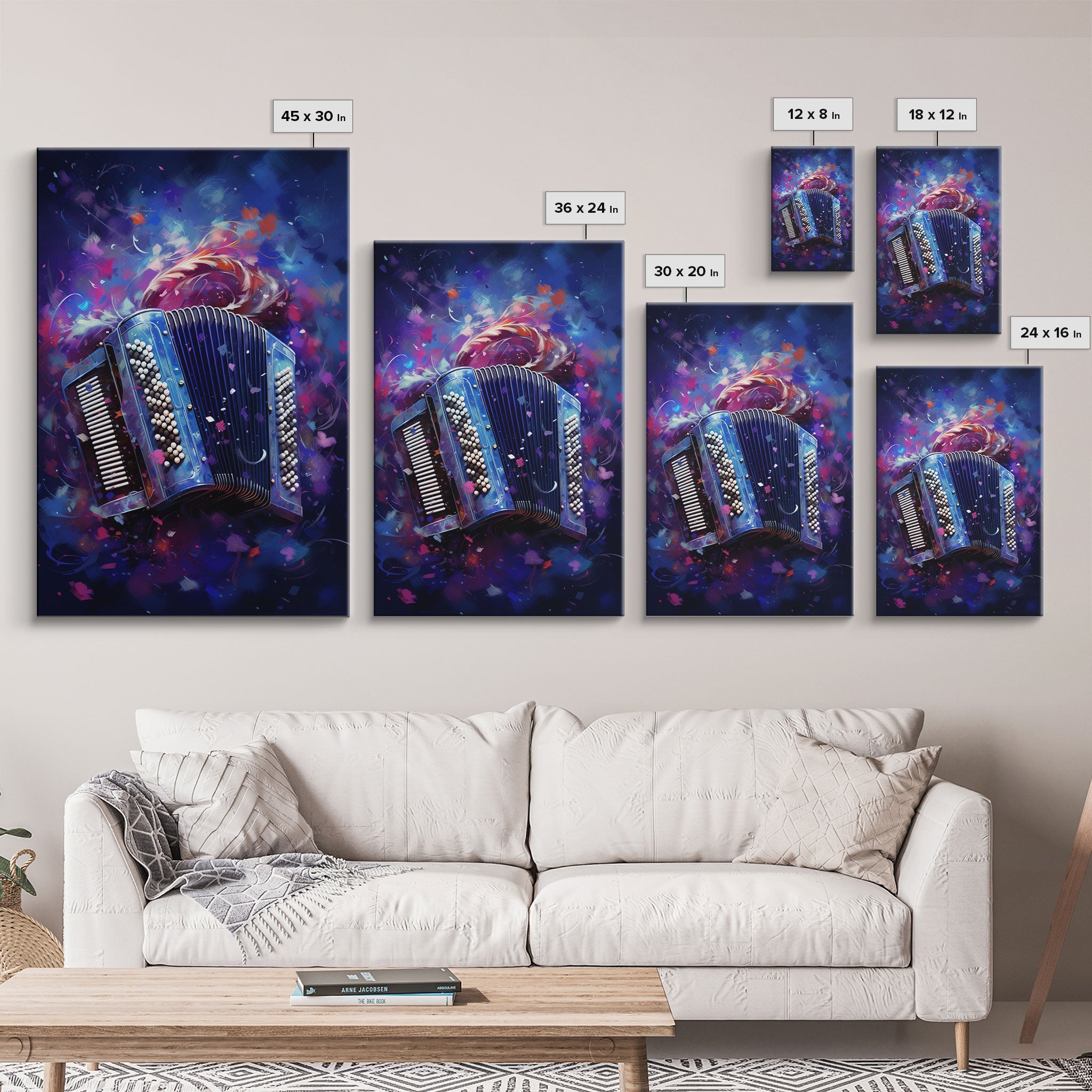 Cosmic Accordion, Instrument Print, Framed Canvas Print Or Poster, Gift For Musician