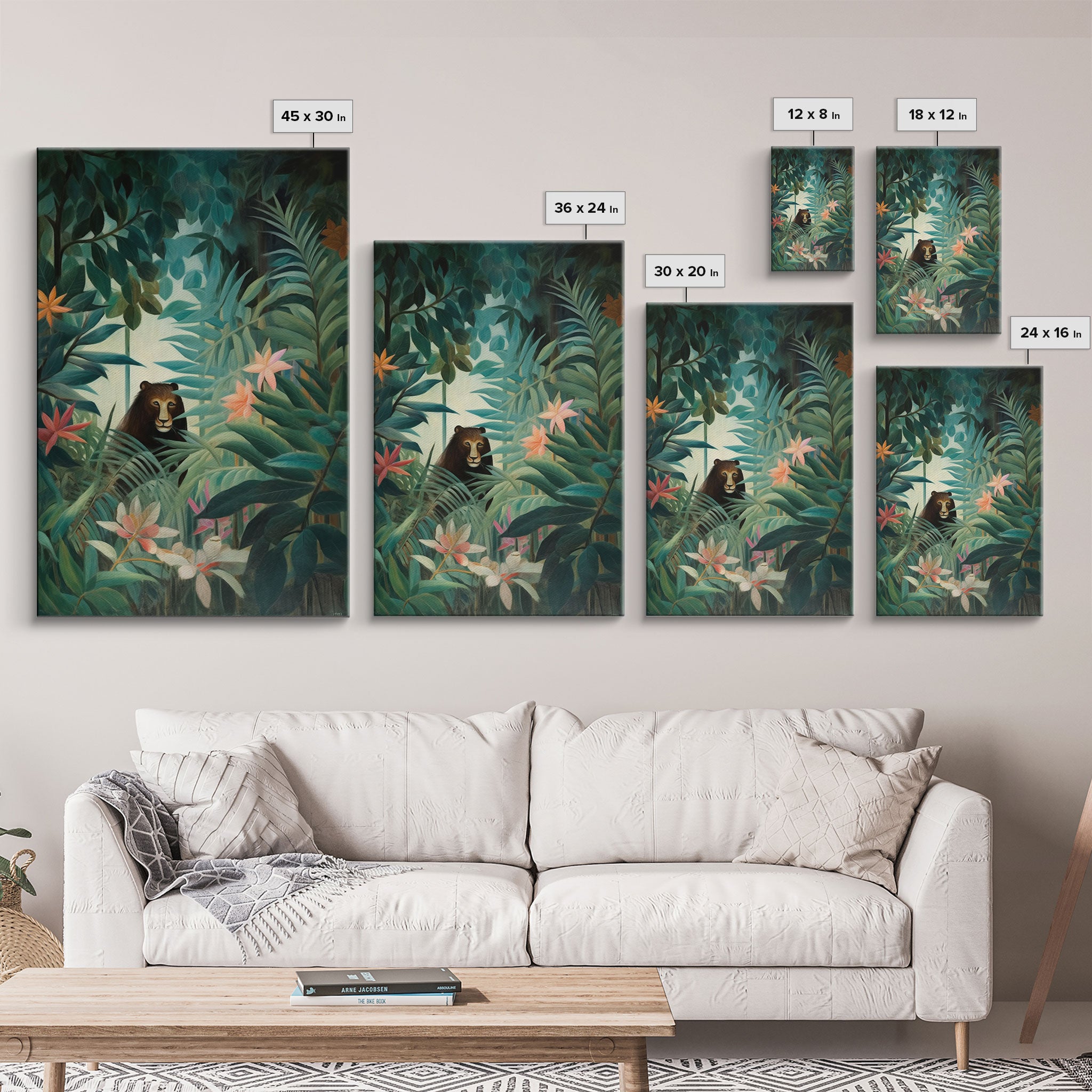 Tropical Botanical Wall Art, Framed Canvas Print or Poster Art, Maximalist Art, Jungle Print, Africa Art, Emerald Green Living Room Decor