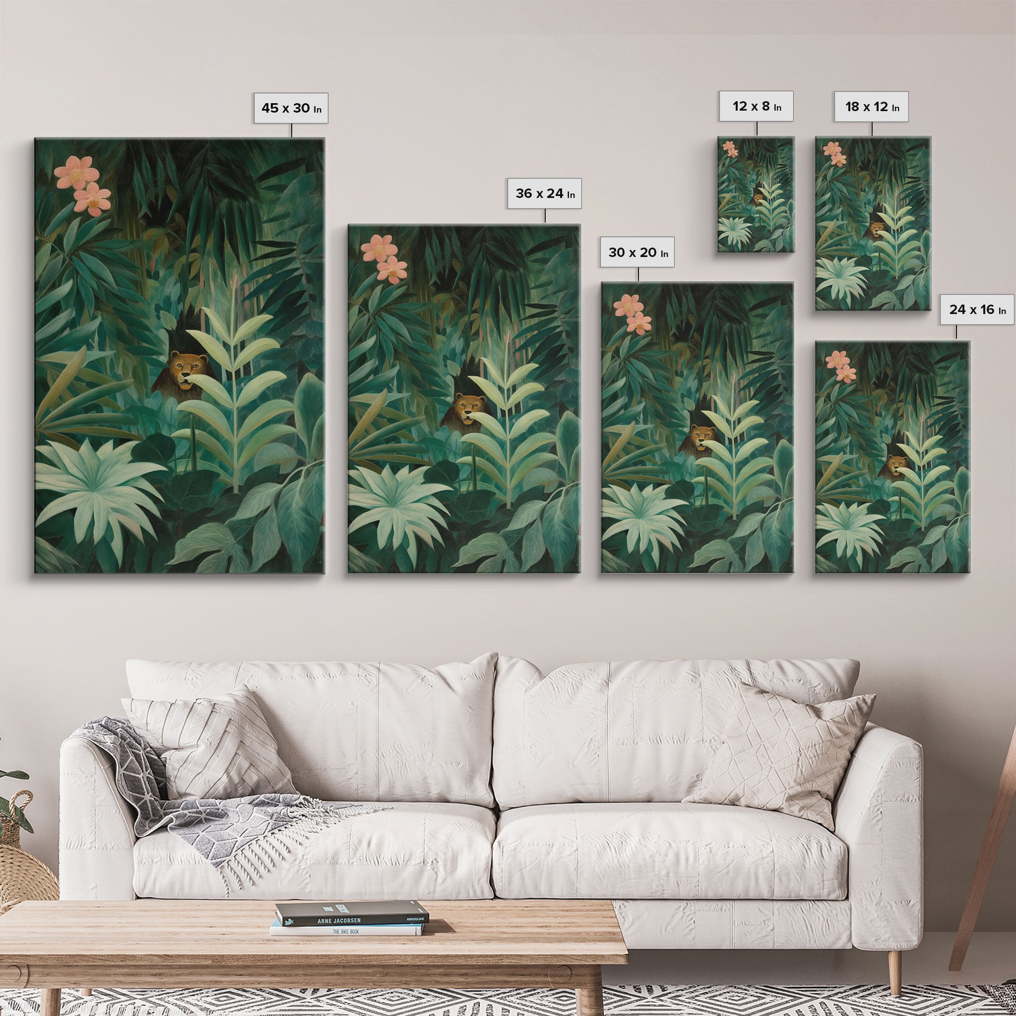 Tropical Botanical Wall Art, Framed Canvas Print or Poster Art, Maximalist Art, Jungle Print, Africa Art, Emerald Green Living Room Decor